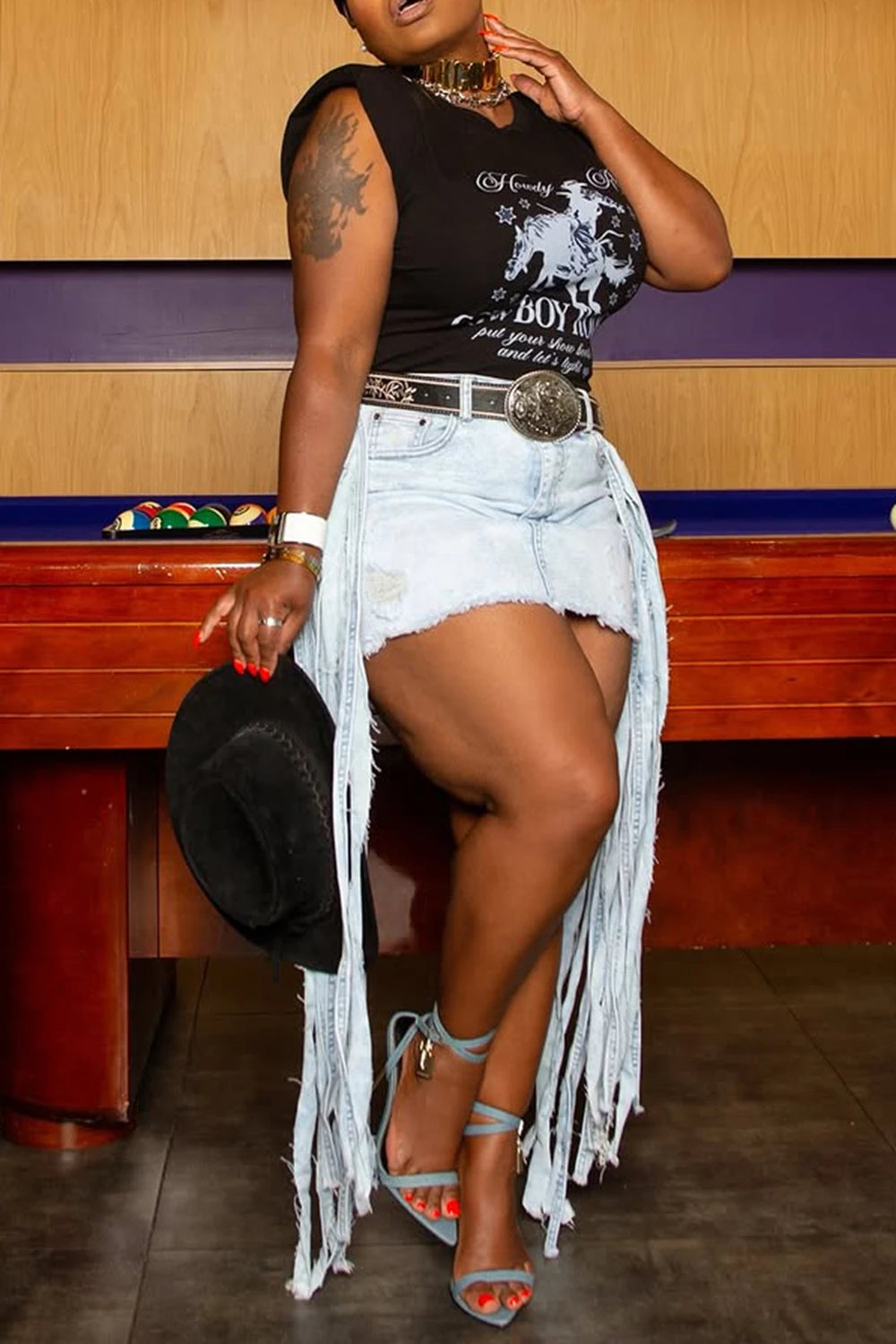 Plus Size Party Light Blue Casual Strappy Bodycon Denim Mini Skirts