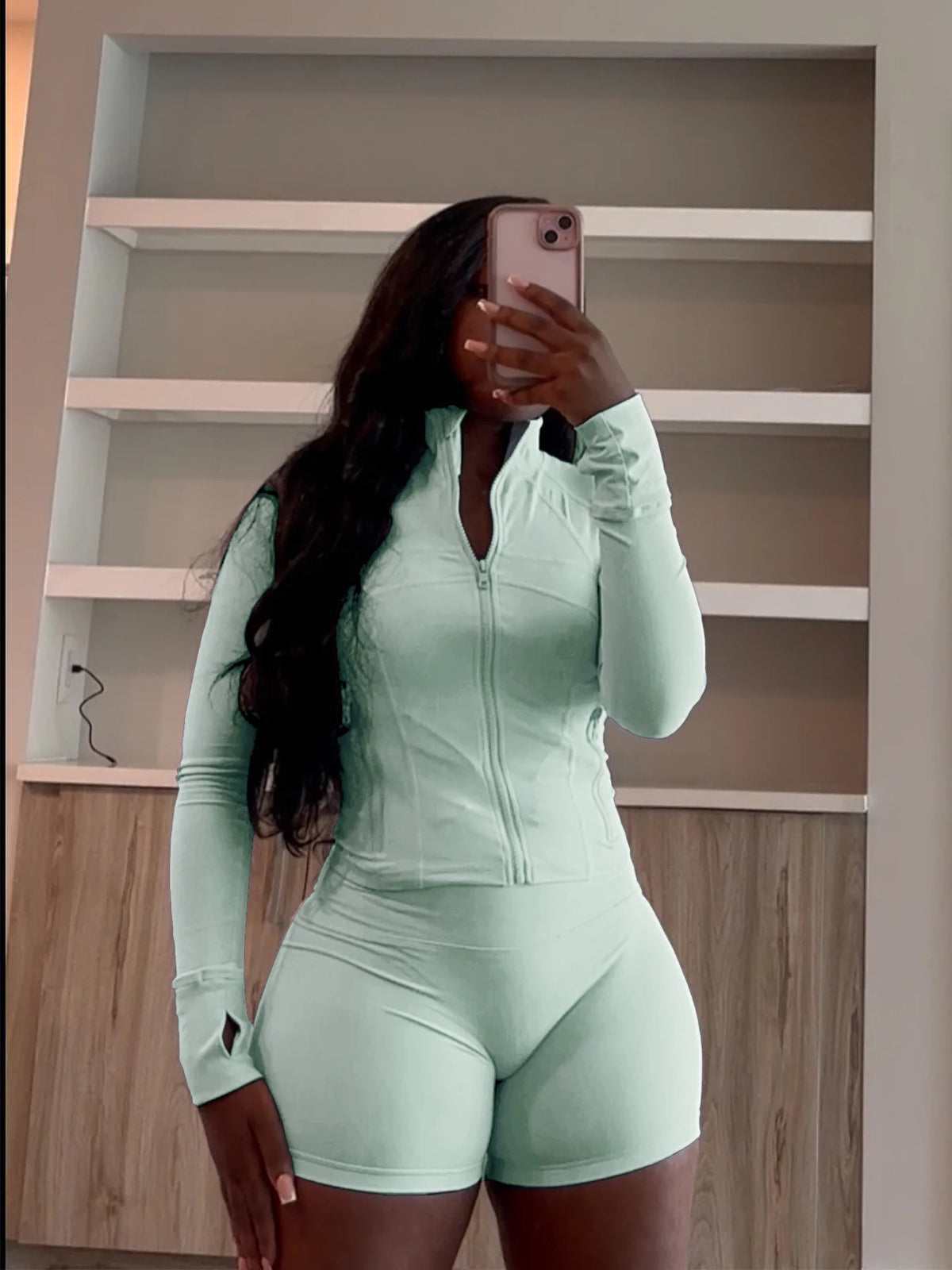 Slim Fit Sporty Two Piece Shorts Matching Set for Women