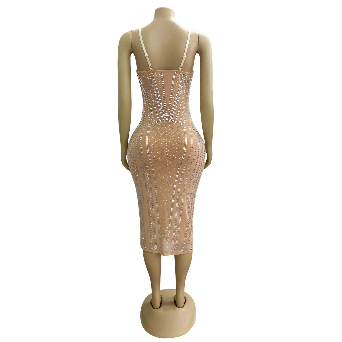 Rhinestone Mesh Sleeveless Mini Party Dress for Women