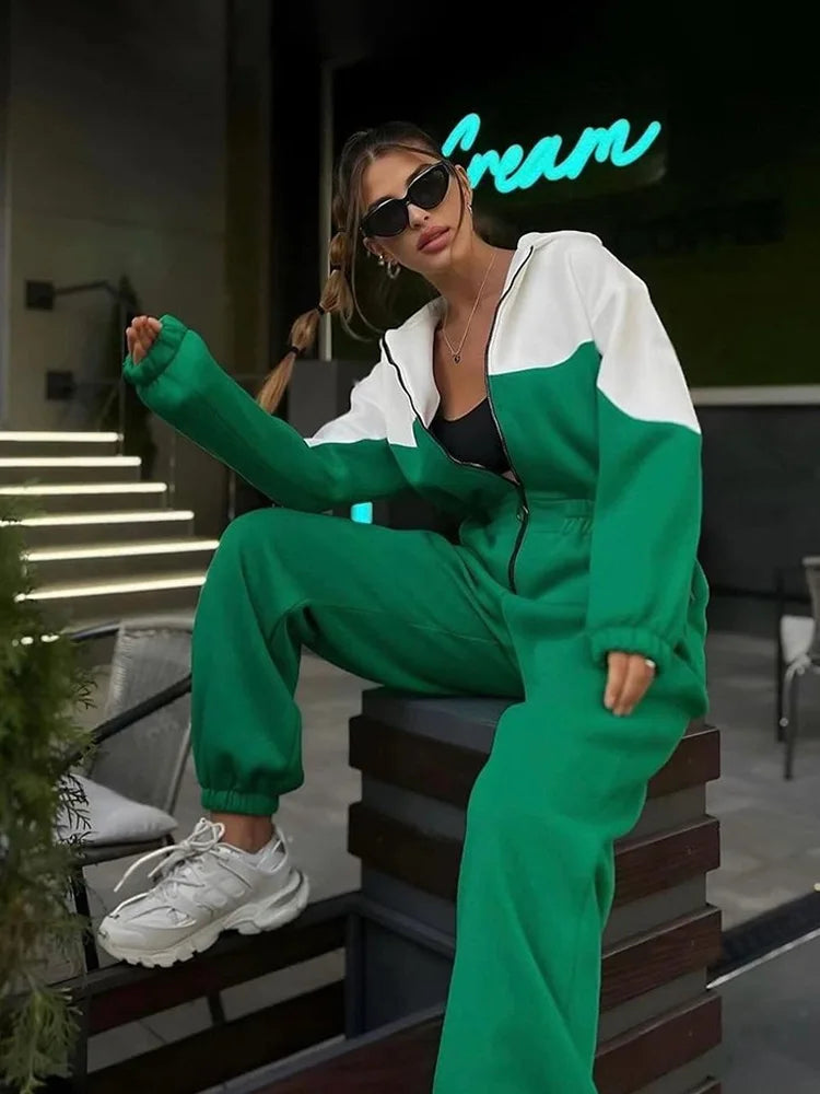 Contrast Color Patchwork Sports Jumpsuit for Women