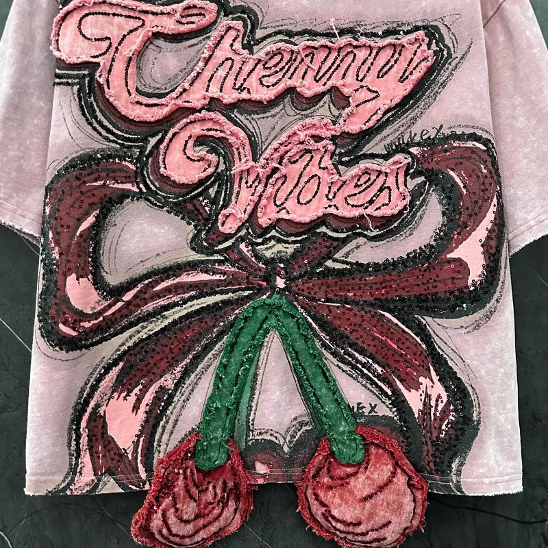 Design Sense 3D Fruit Short-sleeved T-shirt Women's Loose Casual Versatile Crew Neck Top 2025 Summer New Kawaii Tshirts Pullover