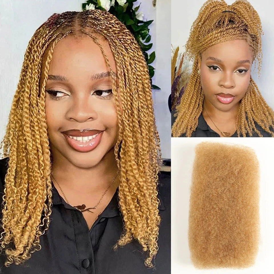 Natural Afro Kinky Bulk Braiding Hair Extensions for Women