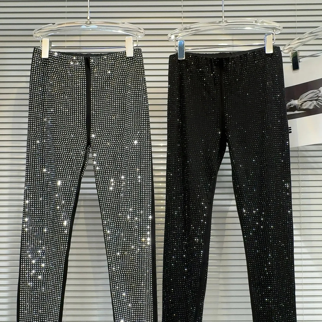 Blingbling Full Diamonds Hot Drilling Slimming Bottom Pants New Spring Autumn Spice Girls Ankle-length Skinny Women Leggings