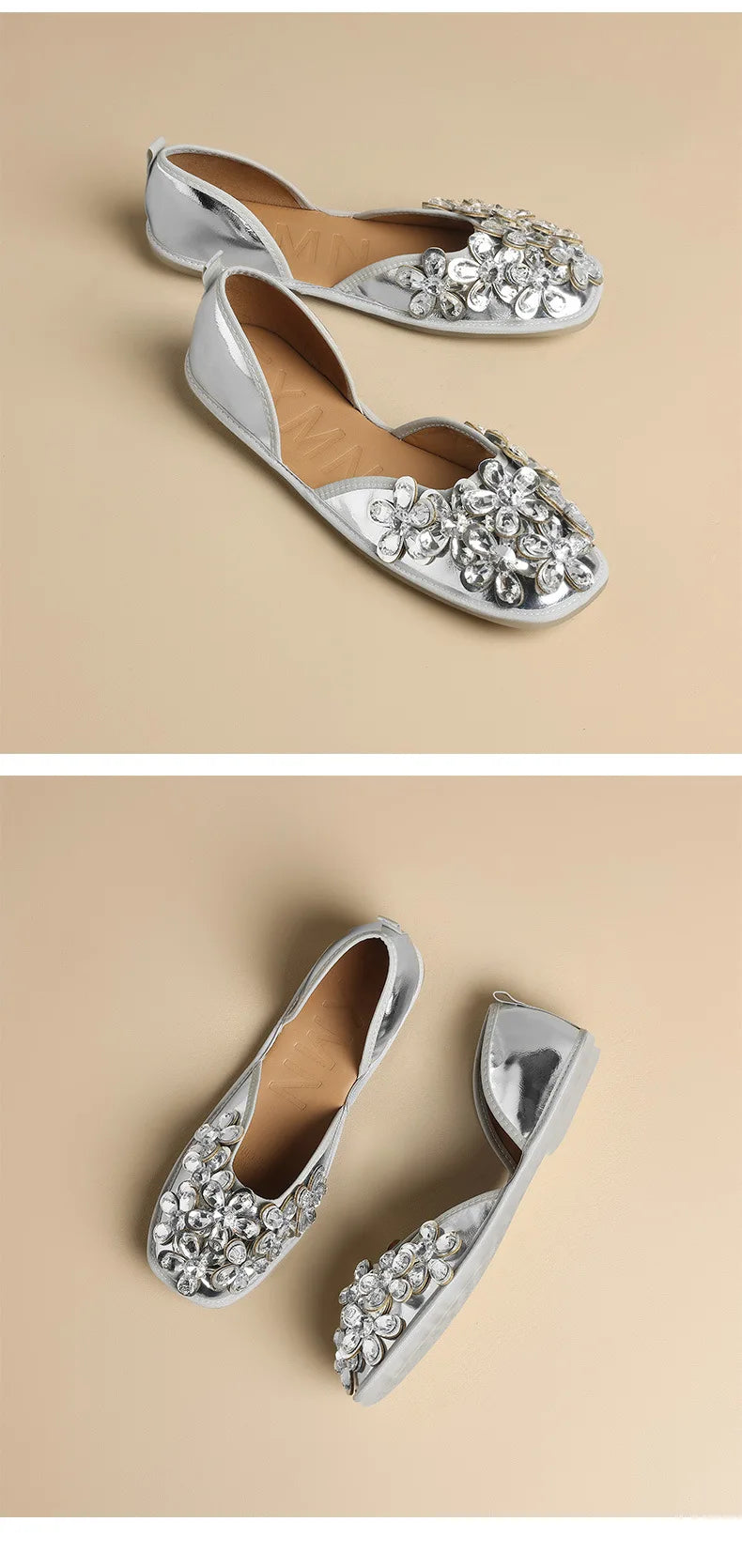 Luxurious Rhinestone Square Toe Slip On Mules for Women