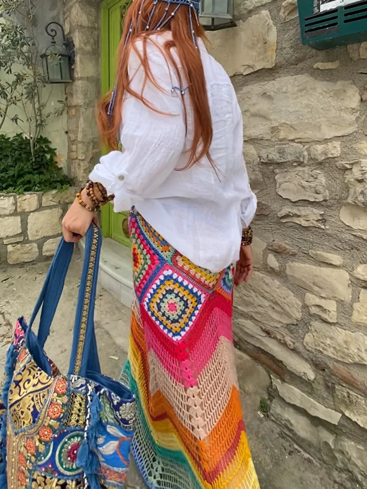 Crochet Cutout Boho Cover Up Skirt