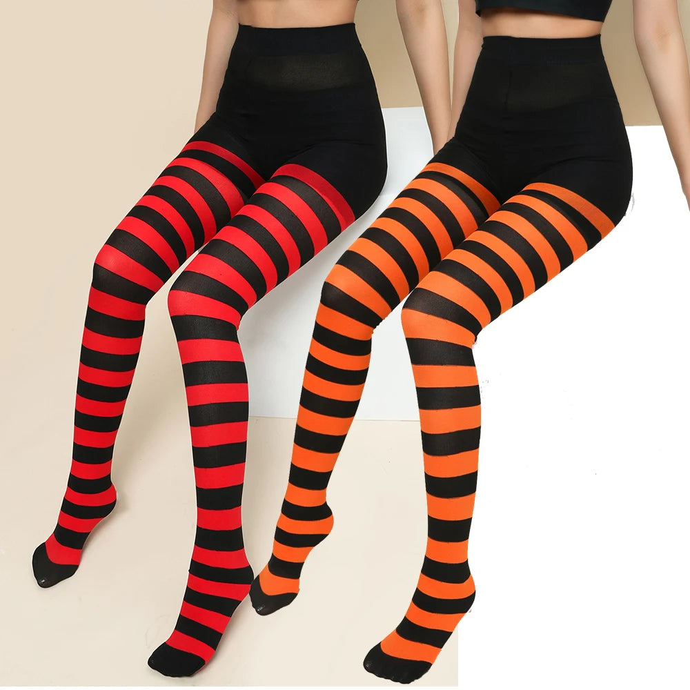 FCCEXIO New Striped Yoga Legging Women Print Goth Style Long Tights Casual Punk Ladies Sport High Waist Workout Elastic Leggings