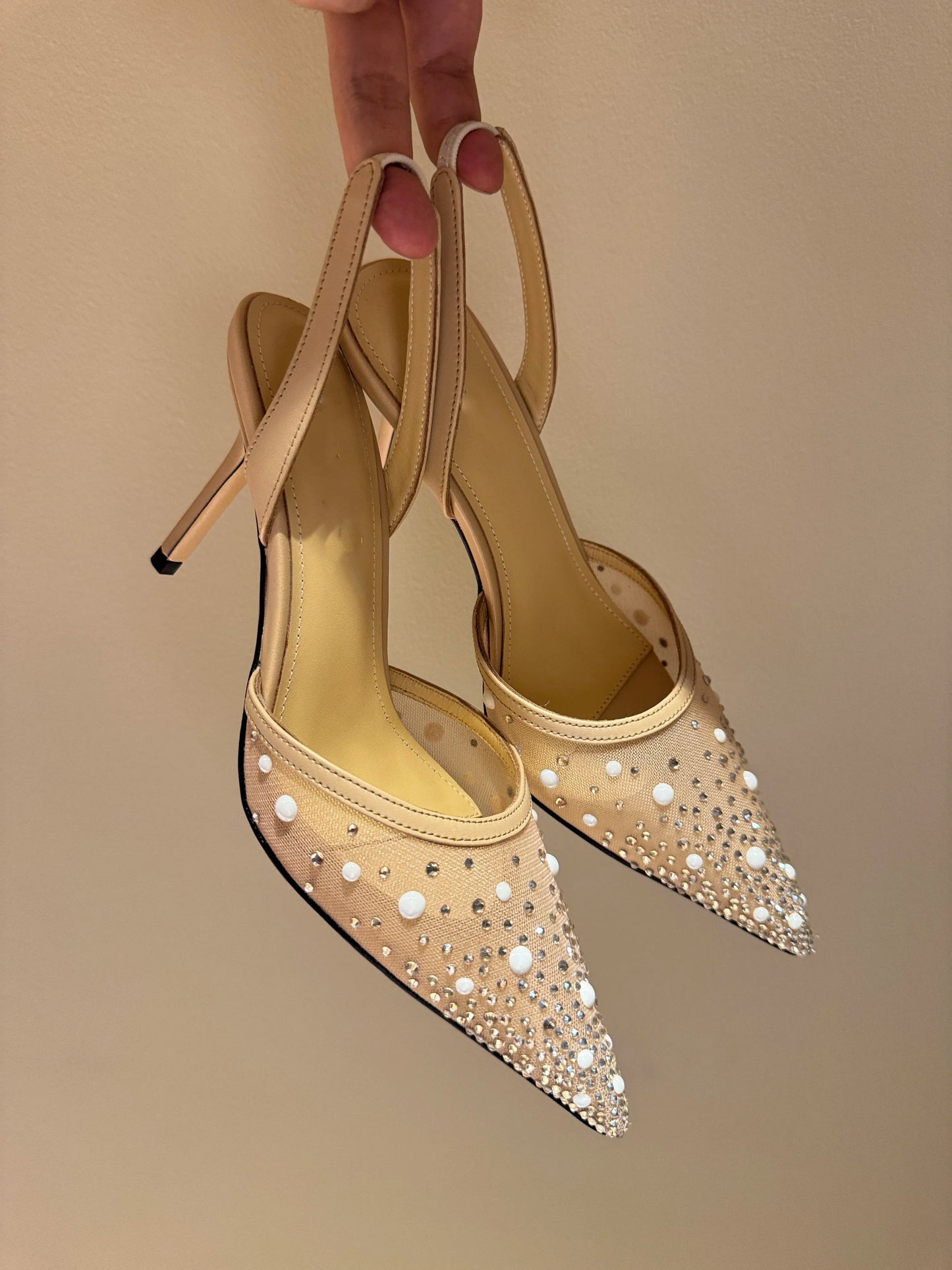 Crystal Embellished Slingback Stiletto Heels for Women