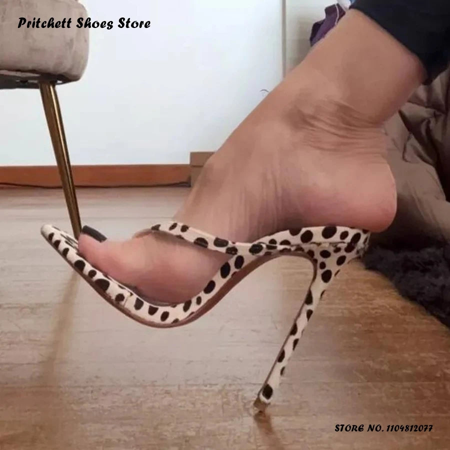 Elegant Leopard Print Round Open Toe Mules for Women