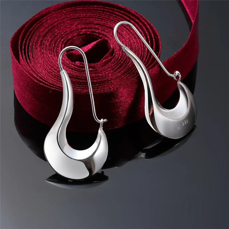 Fine 925 Sterling Silver Drop Earrings Charm for Women Jewelry Fashion Wedding Engagement Party HOOP Nice Gift