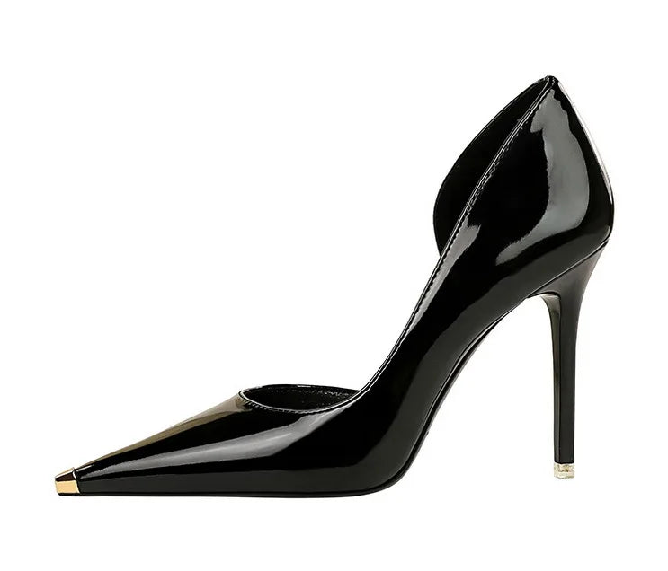 Pointed Toe Patent Leather Stiletto Pumps for Women