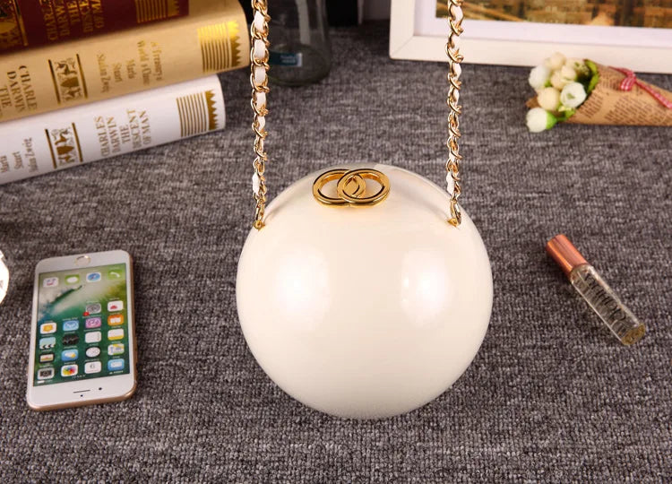Pearl Embellished Round Acrylic Clutch Bag for Women