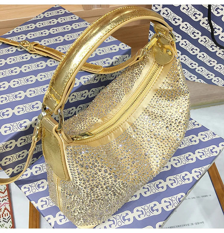 Large Capacity Rhinestone Evening Handbag for Women