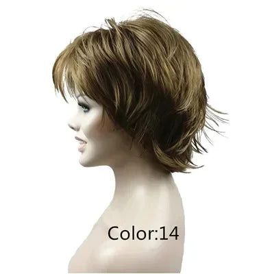 Fluffy Short Straight Layered Blonde Synthetic Wig For Women