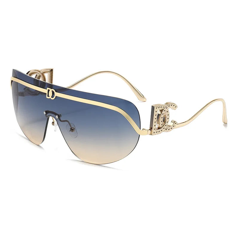 Oversized Gold Shield Sunglasses