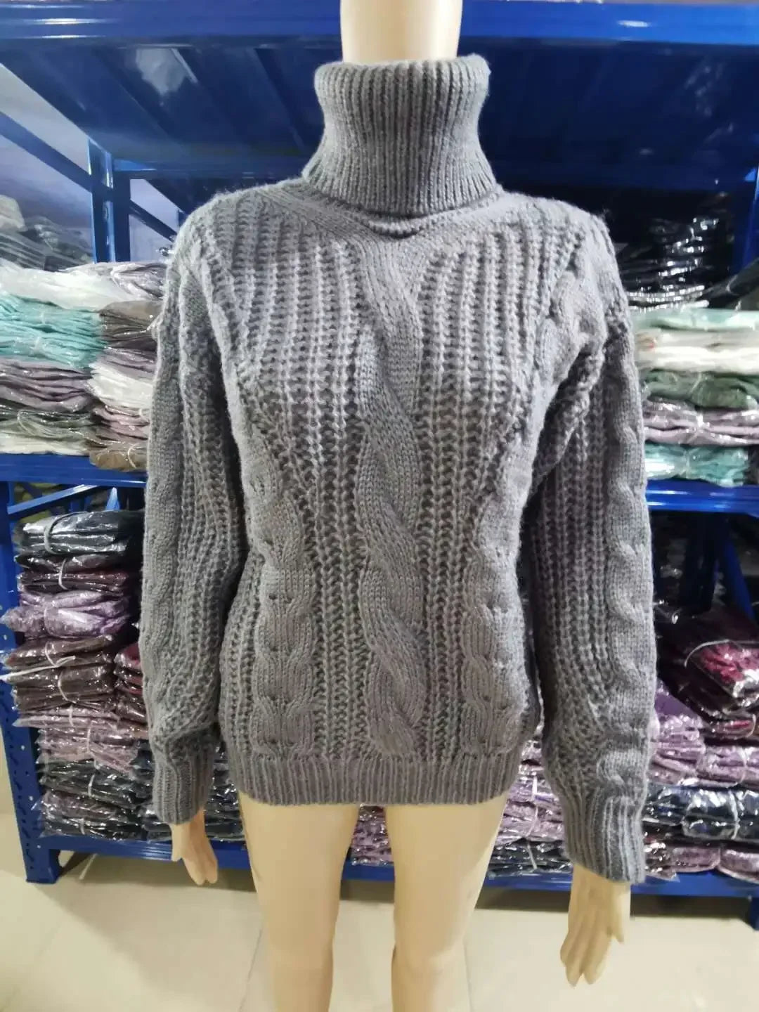 Oversized Chunky Knit Turtleneck Sweater for Women