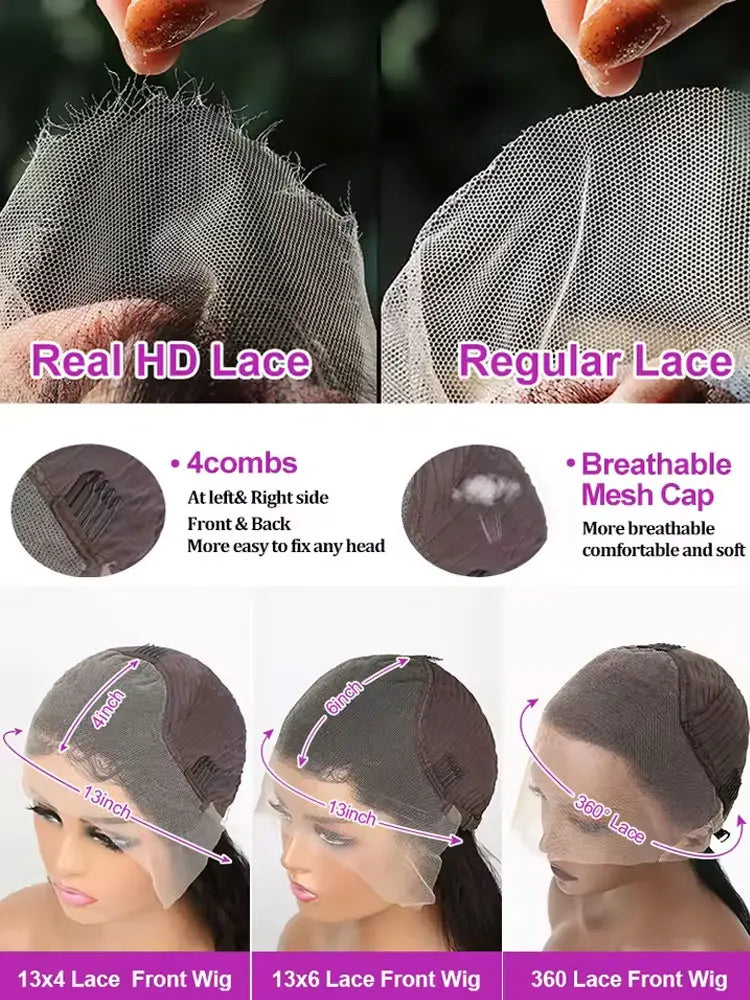 Deep Wave Preplucked Lace Front Human Hair Wig For Women