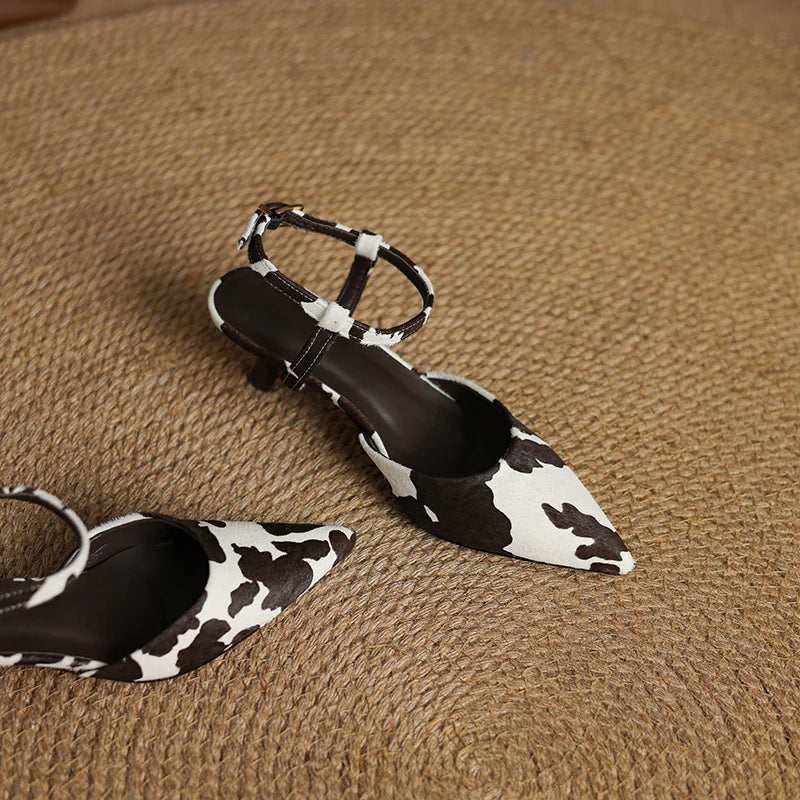 Genuine Leather Horsehair Detail Sandals for Women