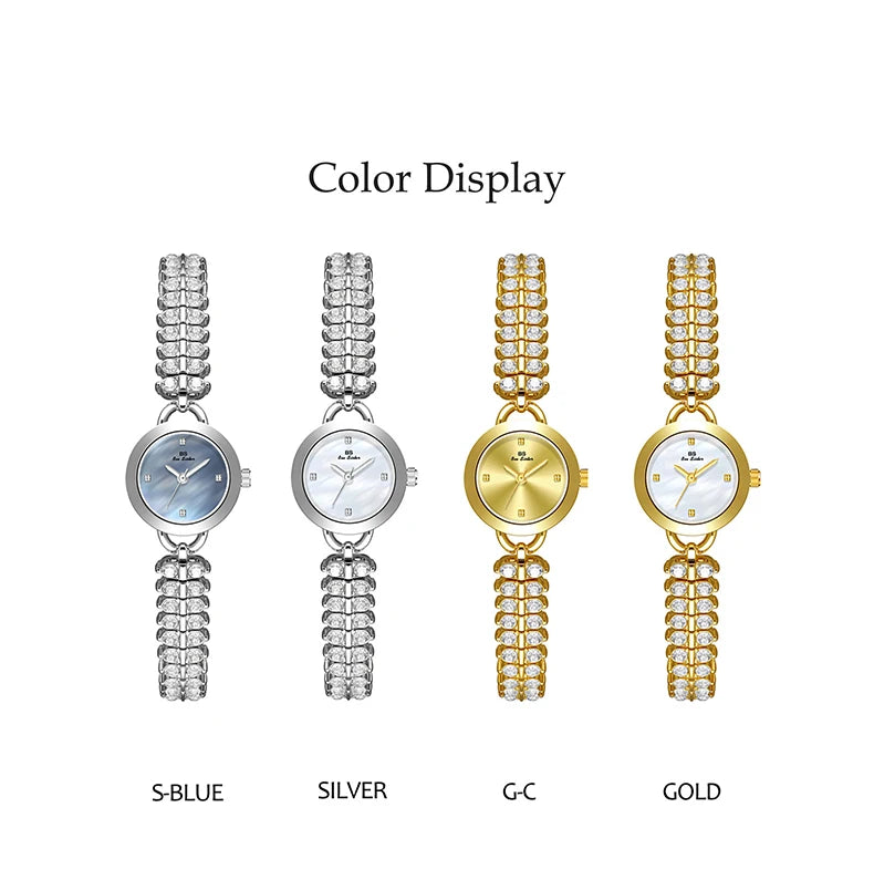 Small Diamond Accent Gold Chain Quartz Watch for Women