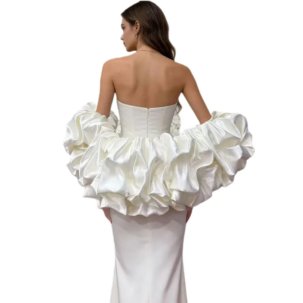 Satin Ruffled Off Shoulder Bridal Wrap