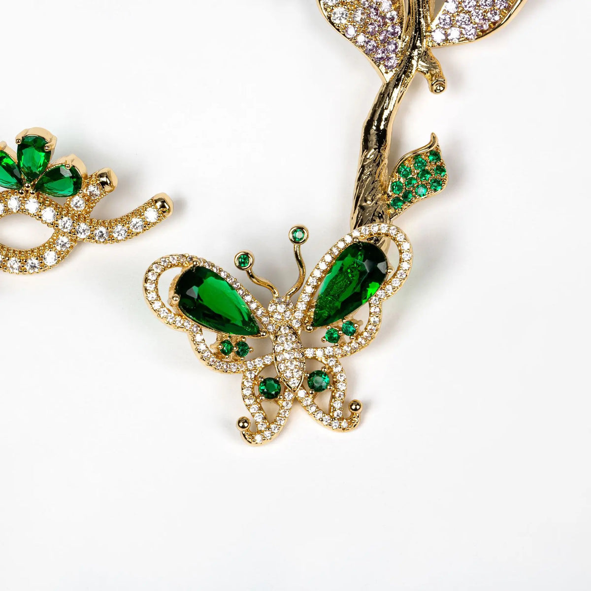 Purple Butterfly Zircon Necklace and Earring Set for Women
