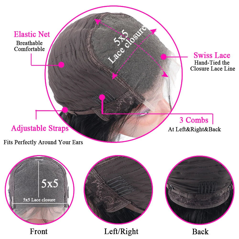 HD Transparent Body Wave Lace Frontal Human Hair Wig for Women