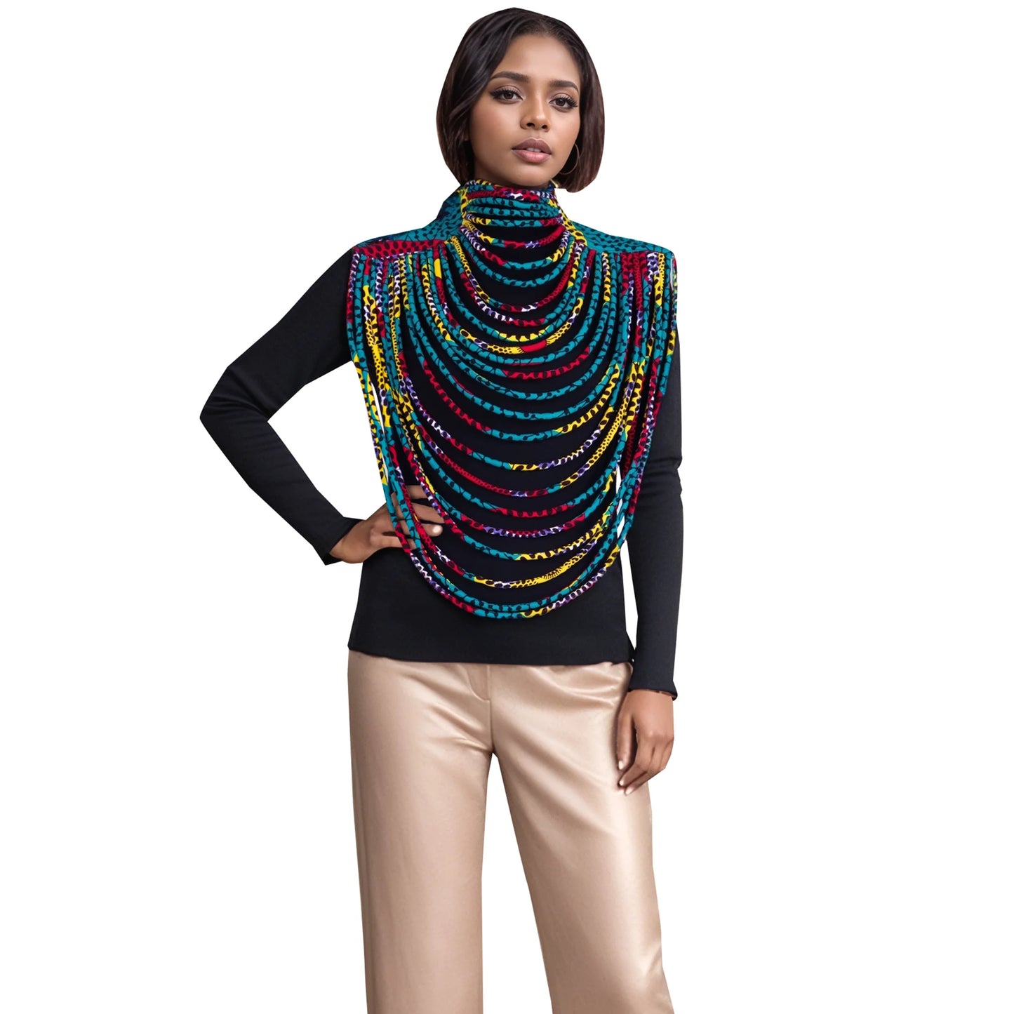 African Multi-Strand Statement Choker Necklace for Women