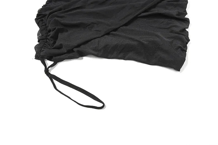 Weird Puss See Through Sexy Dress Women Y2K Cross Bandage Backless Halter Sleeveless Summer Trend Midnight Clubwear Mini Bodycon