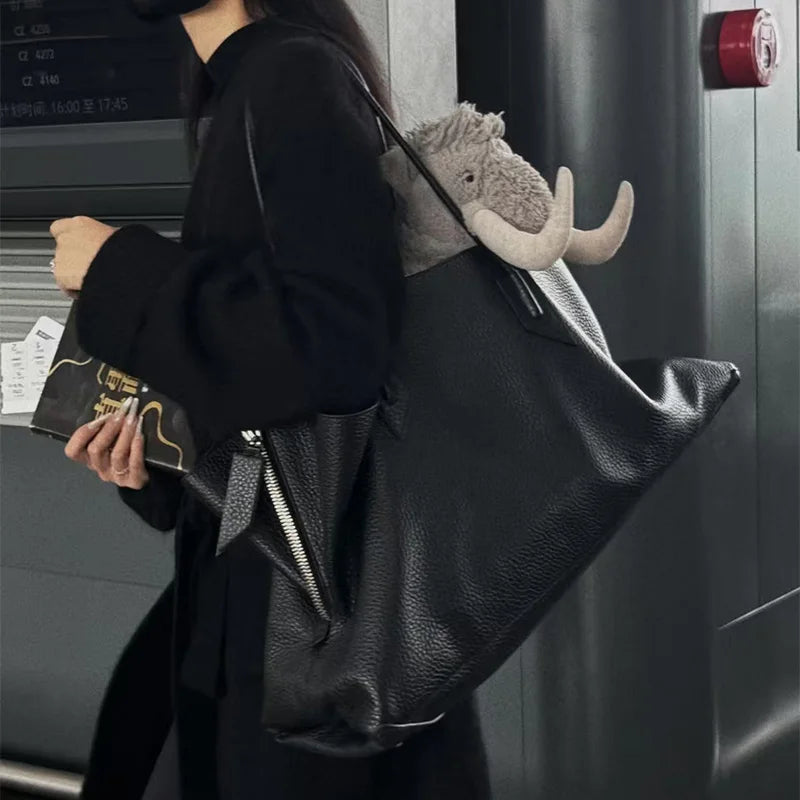 Luxury Brand Design Tote Bag Women's Fashion Irregular High-end Simple Large-capacity Handbag High-quality Leather Shoulder Bag