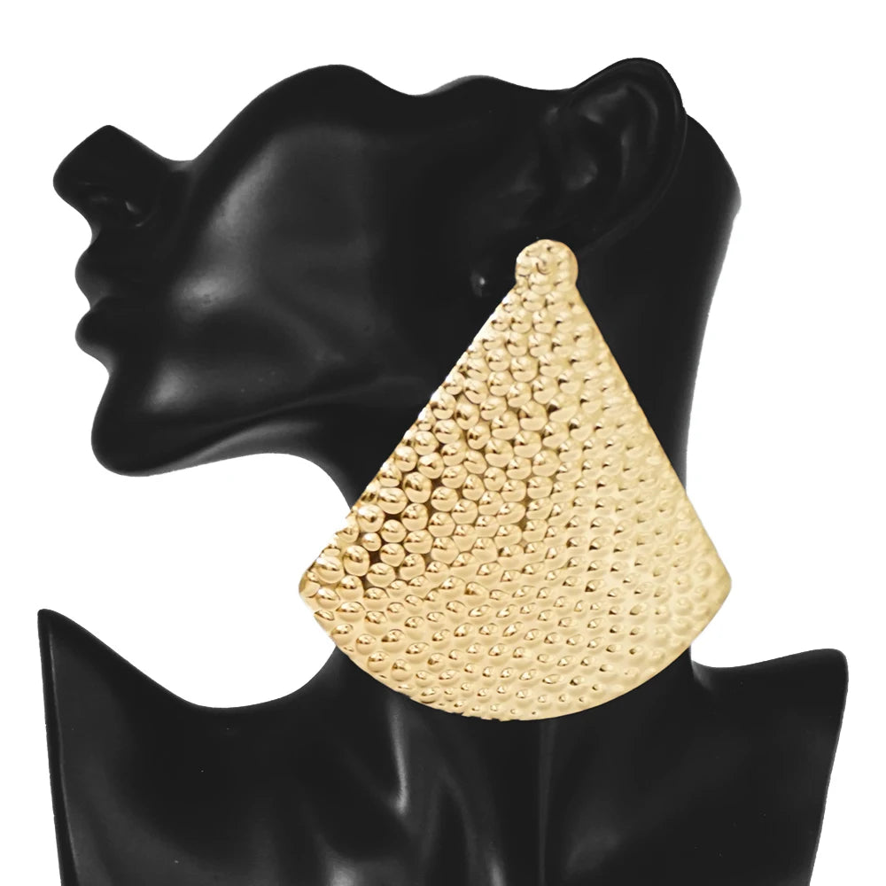 Fashion Jewelry Big Gold Color Round Geometric Earrings Dangle Drop Earrings For Women African Wedding Party Gifts