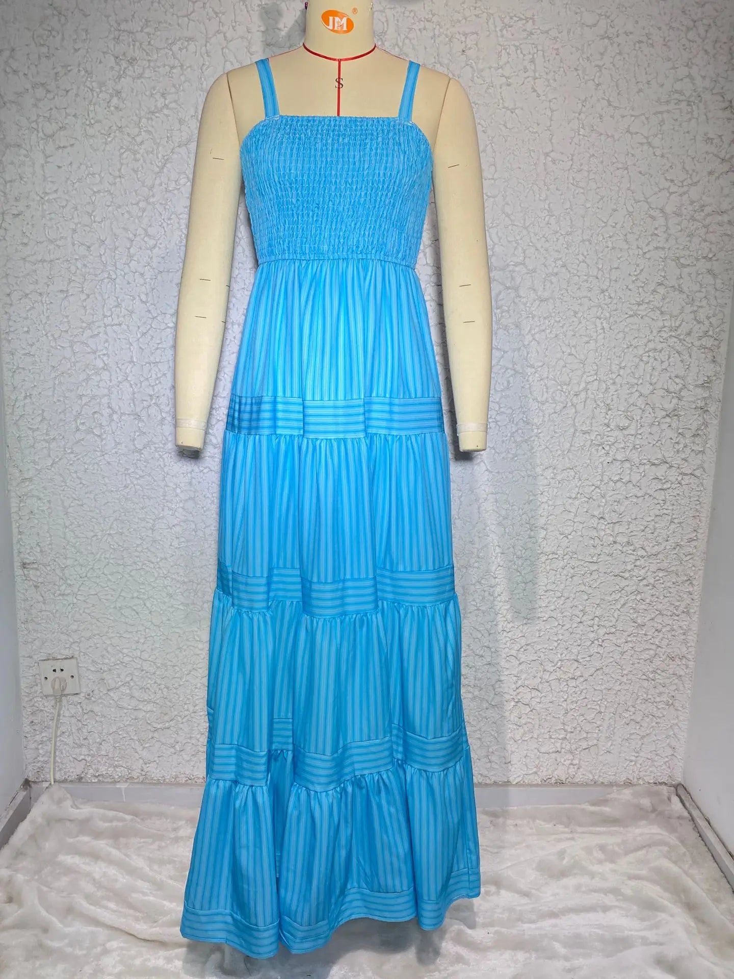 Elegant Striped Spaghetti Strap Maxi Dress for Women