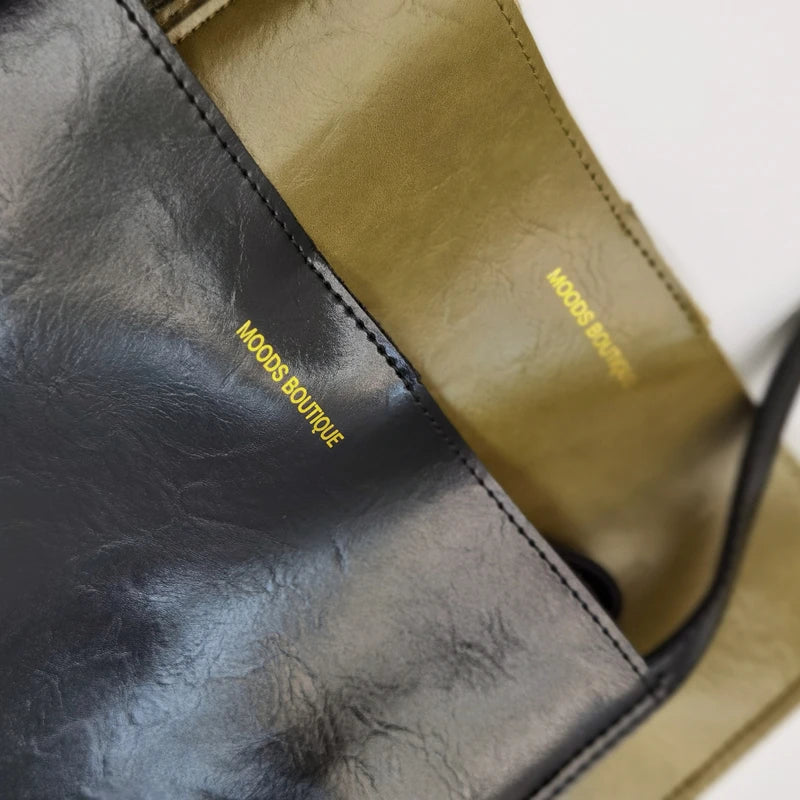 Genuine Shiny Leather Large Capacity Tote Bag for Women