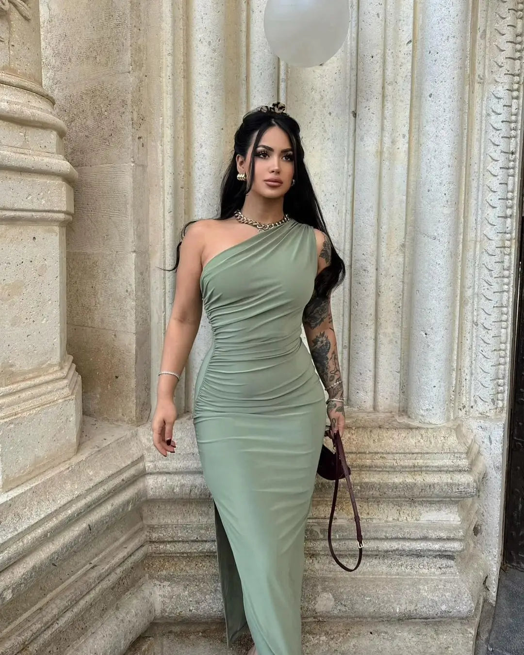Summer Fashion Sexy Maxi Dress Women New Split Sleeveless Backless Slim Dress Fashion Off Shoulder Club Elegant Party Maxi Dres