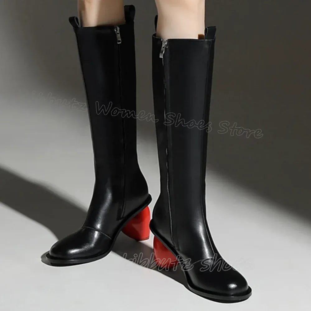 Heart Shaped Heels Knee High Boots