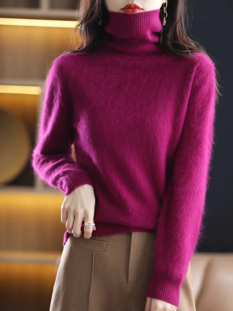 Soft Warm Knit Cashmere Turtleneck Sweater for Women