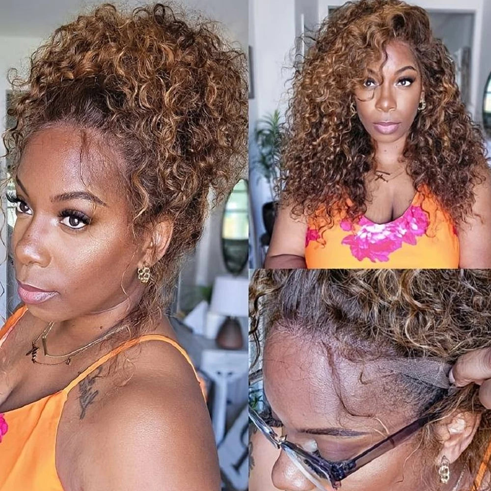 Ombre Honey Blonde Human Hair Lace Front Wig for Women