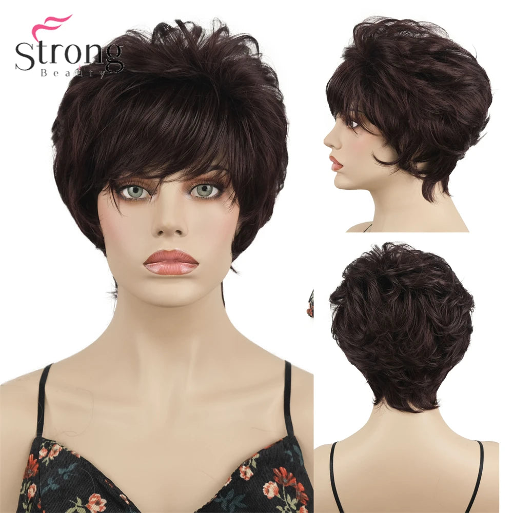 Capless Red Short Pixie Cut Natural Synthetic Wig For Women