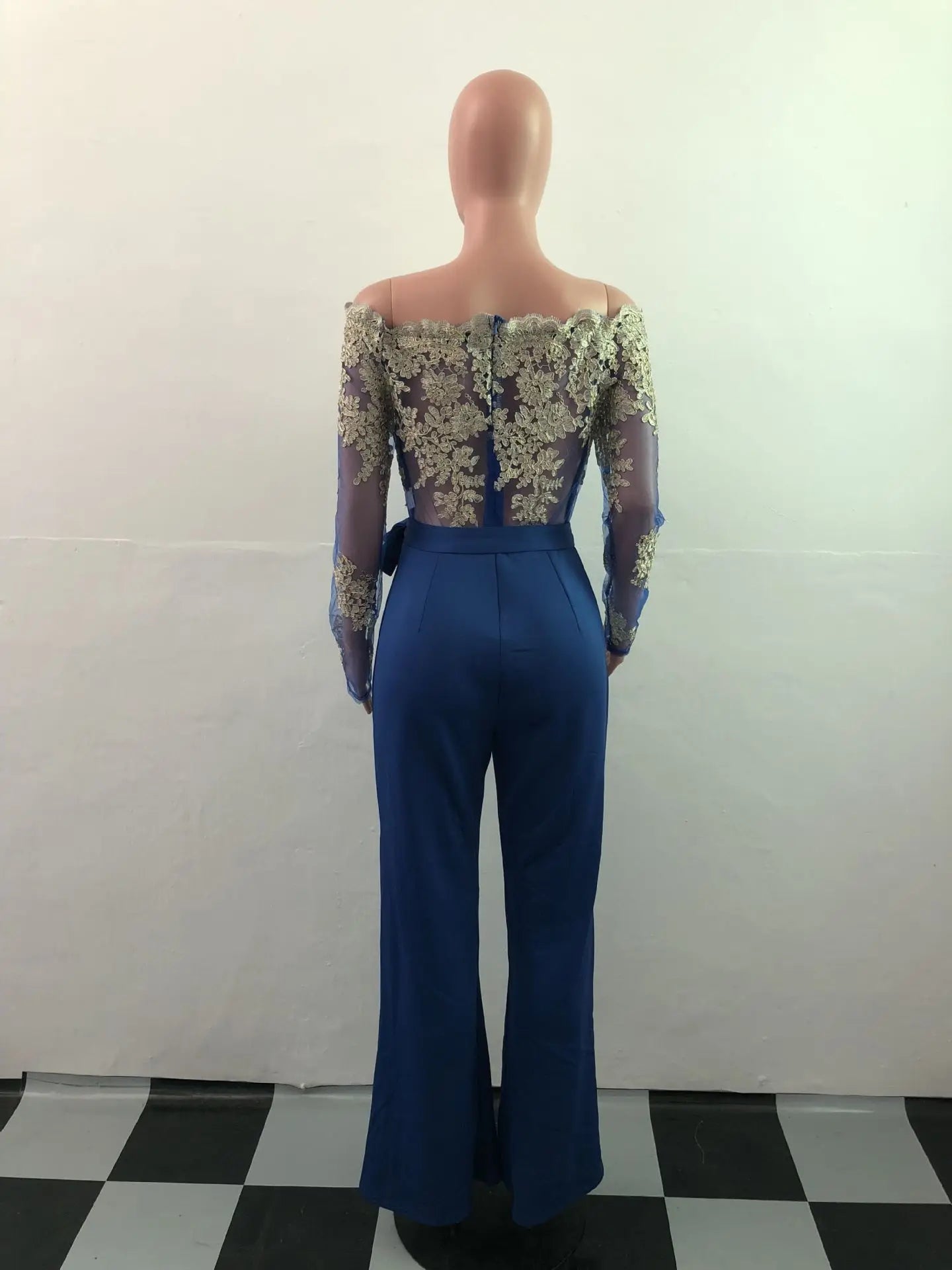 Elegant Lace Stitching Wide Leg Jumpsuit for Women