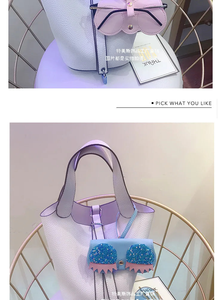 Diamonds cute glasses clip ins fashion sunglasses bag portable sunglasses case protective cover bag bag hanging jewelry