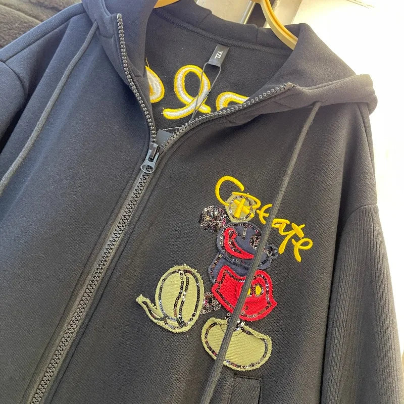 Cartoon Patch Hooded Sweatshirt