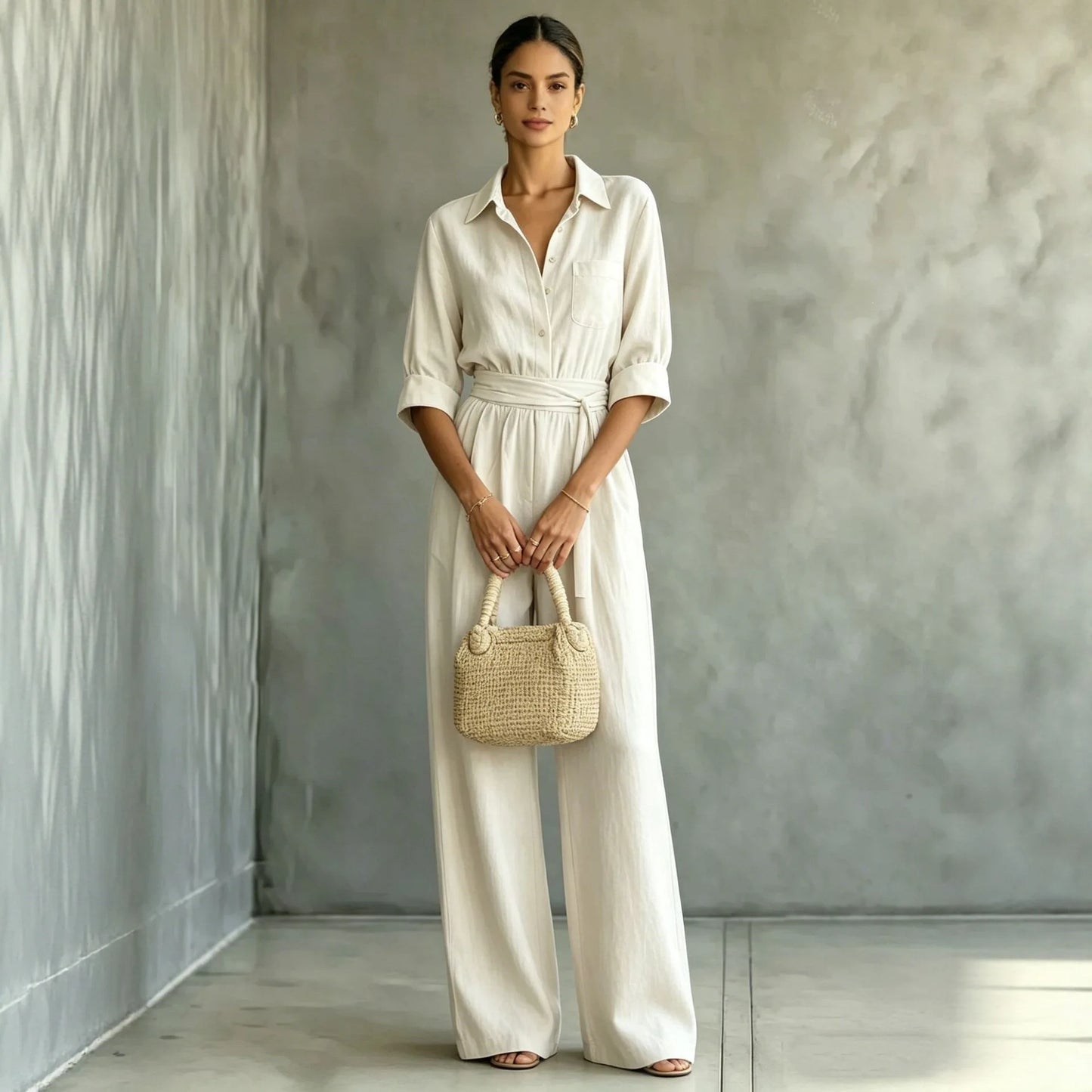 Solid Color Casual Loose Jumpsuit for Women Summer Vacation Streetwear