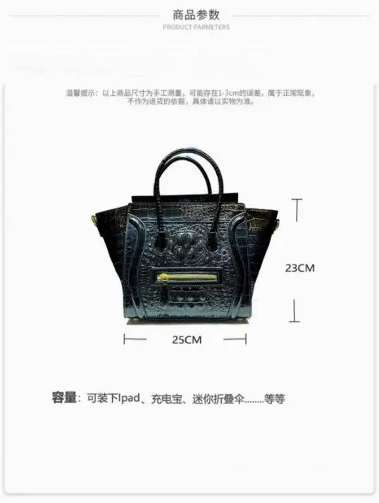 Crocodile Embossed Leather Crossbody Bag for Women