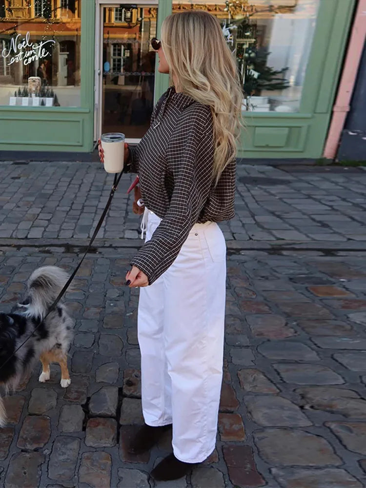 Vintage Plaid Women 's Jacket Elegant Lapel Patchwork Full Sleeve Zipper Cropped Jackets Lady 2026 Woman Spring Coats Outwears