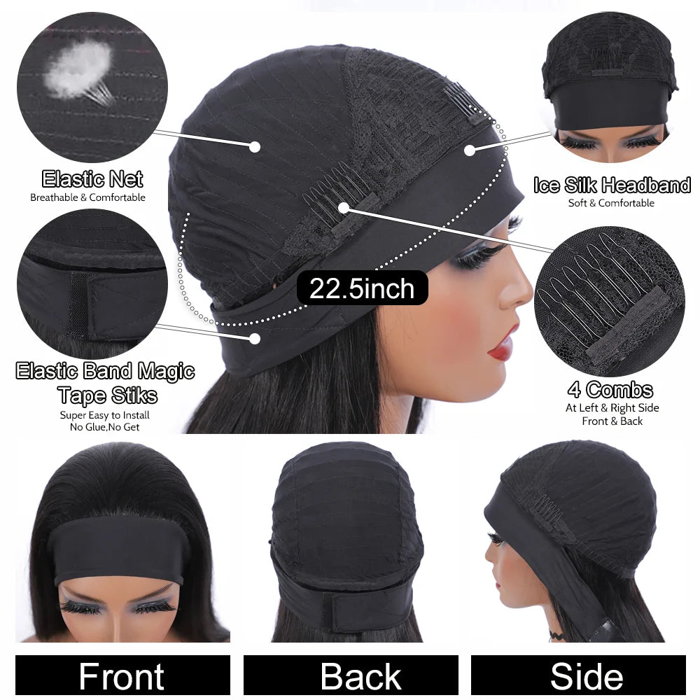 Women's Headband Wig Human Hair Water Wave Natural Hair Brazilian Wigs For Black Women Remy Full Machine Made Fast Delivery