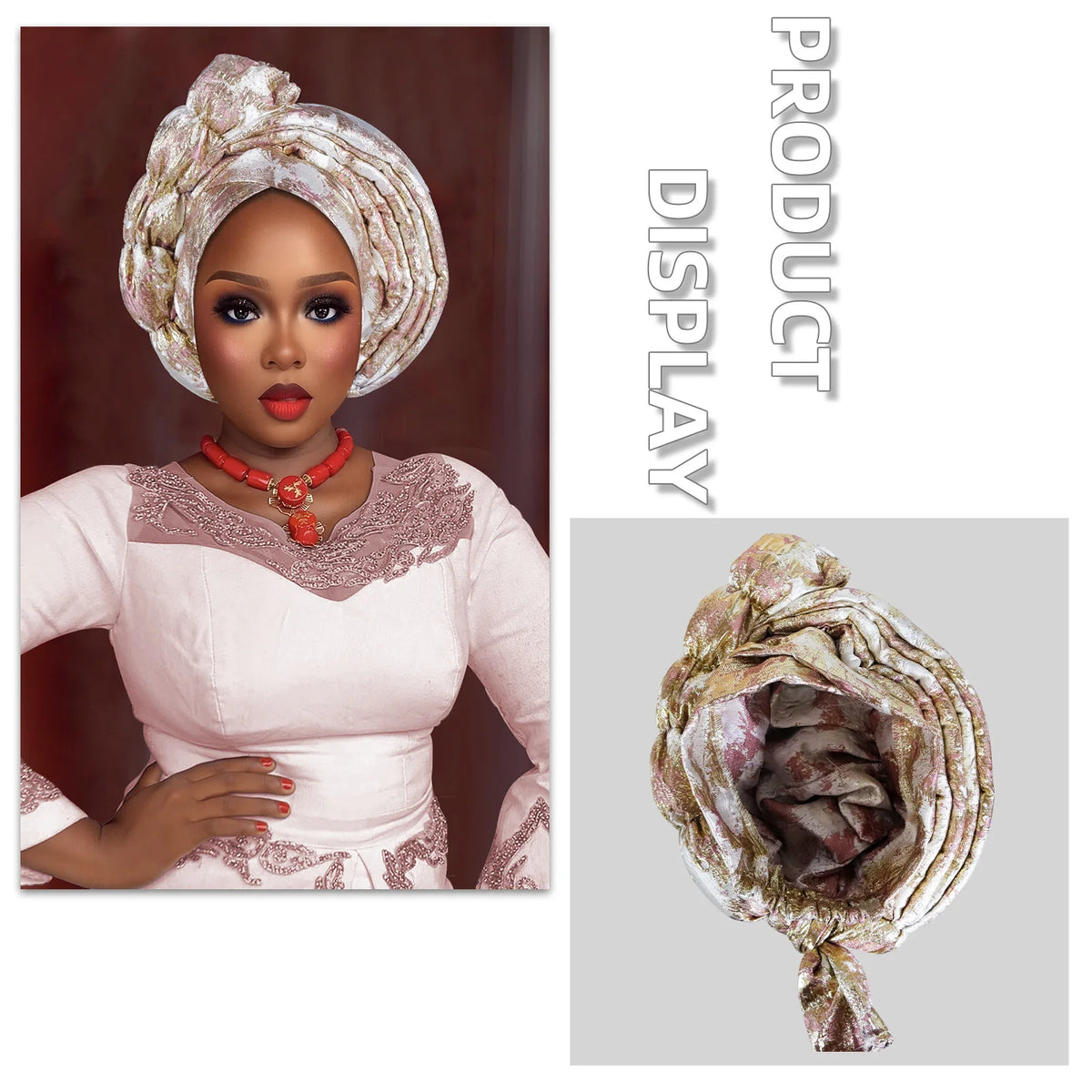 African Wedding Gele Turban Head Wrap Hat for Women