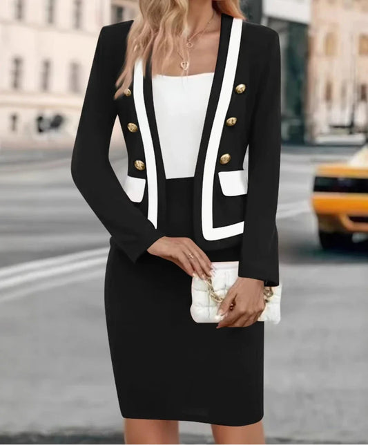 2 Piece Sets Womens Outifits Elegant Office Lady Jacket Button Blazers Coats & Casual High Waist Y2k Skirt Suit 2025 Fall New