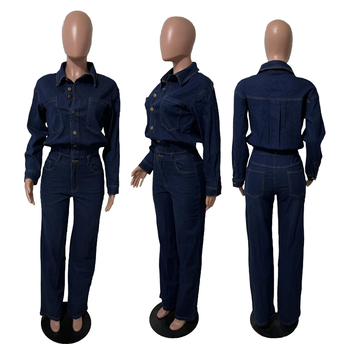 Washed Distressed Denim Jumpsuit