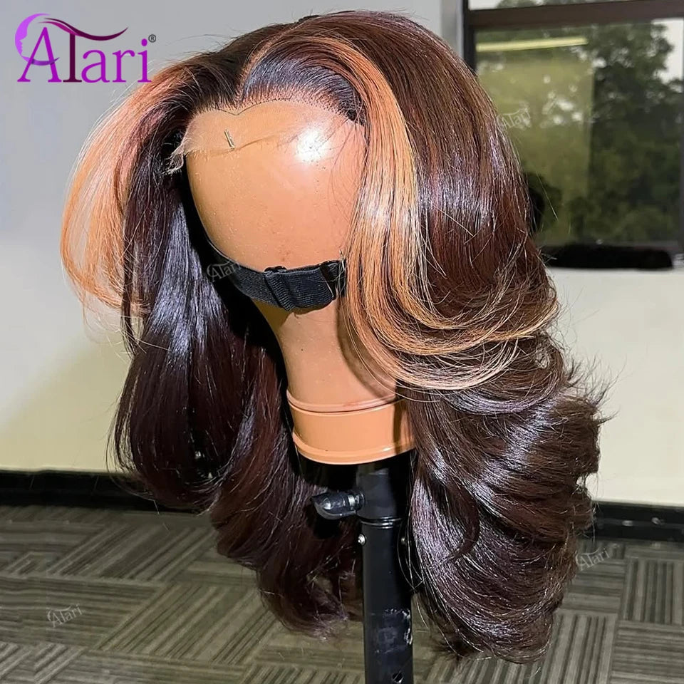 Brown Body Wave Human Hair Bob Wig