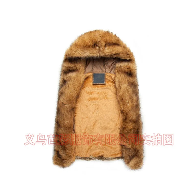 Thick Warm Hooded Faux Fur Vest