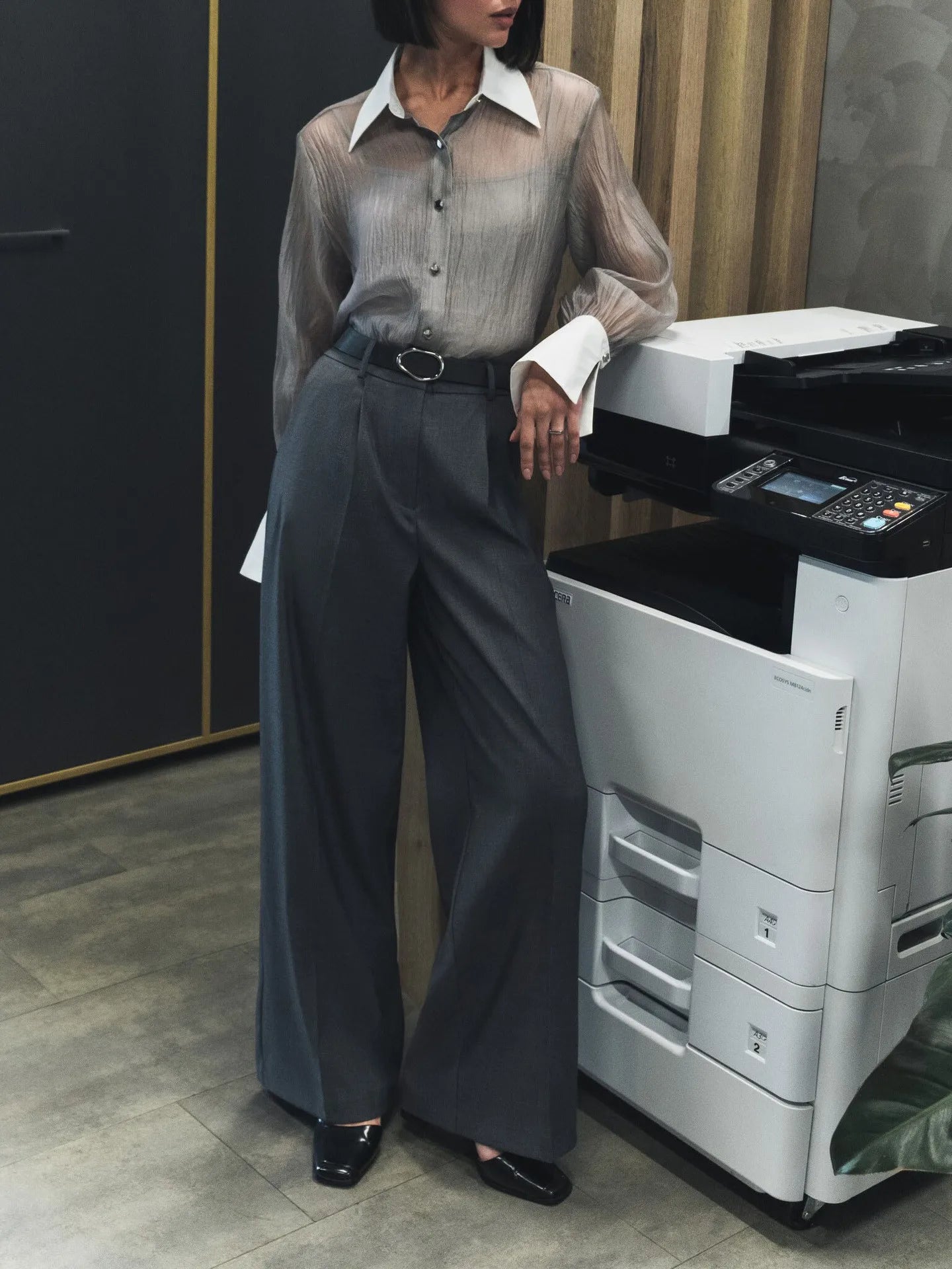 Summer Elegant Spliced See Through Mesh Blouse for Women