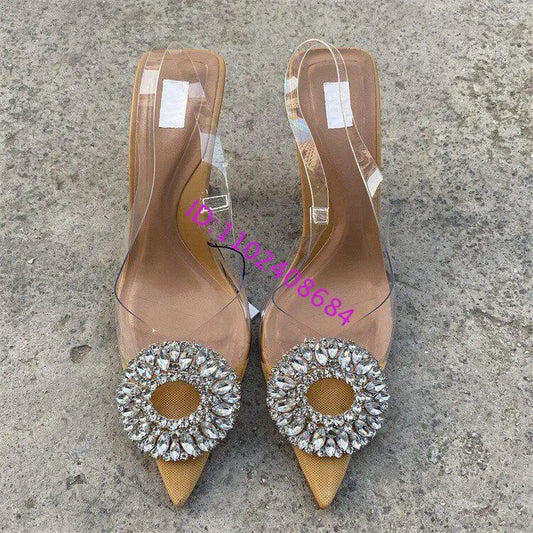 Crystal Pointed Toe Slingback Sandals
